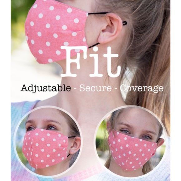 PINK POLKA DOT FILTER PROTECTIVE FACE MASK - Picture 7 of 7